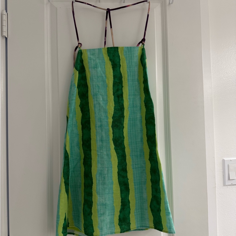 Zara Green and Purple Striped Dress